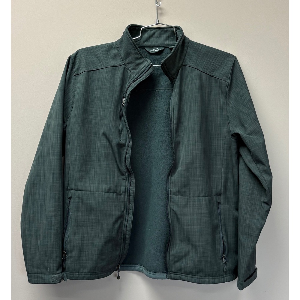 Eddie Bauer Mens EB532 Green Softshell Fleece Lined Full Zip Jacket Large